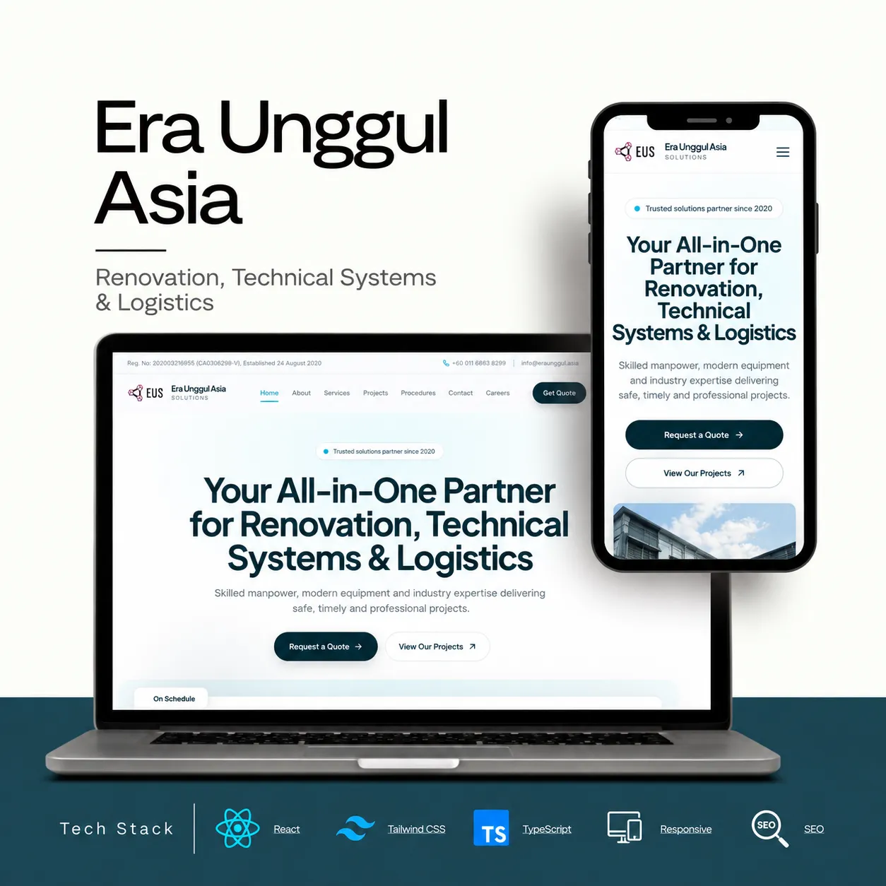 Era Unggul Asia Solutions corporate website for renovation, security, technical and logistics services